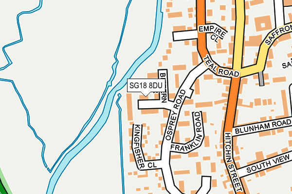 SG18 8DU map - OS OpenMap – Local (Ordnance Survey)