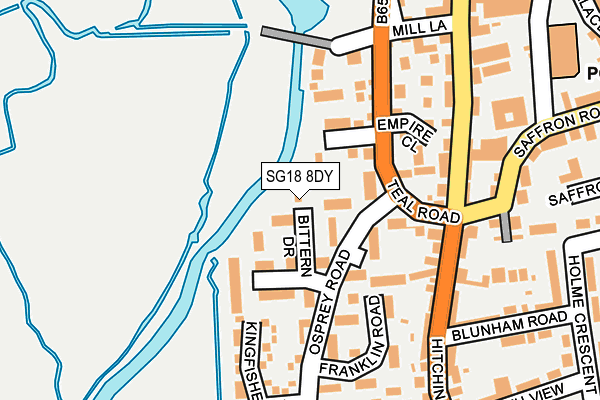 SG18 8DY map - OS OpenMap – Local (Ordnance Survey)