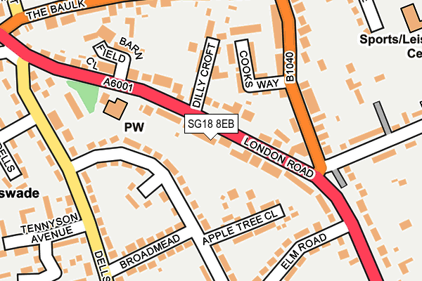 SG18 8EB map - OS OpenMap – Local (Ordnance Survey)