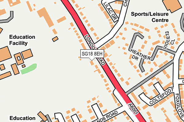 SG18 8EH map - OS OpenMap – Local (Ordnance Survey)