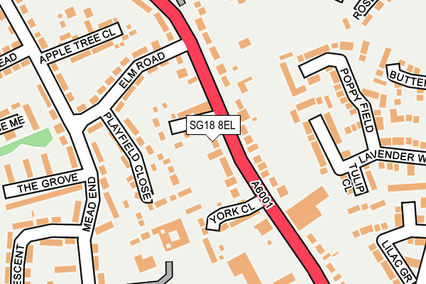 SG18 8EL map - OS OpenMap – Local (Ordnance Survey)