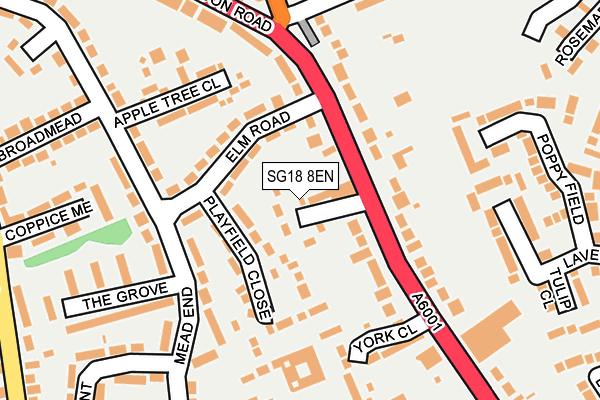SG18 8EN map - OS OpenMap – Local (Ordnance Survey)