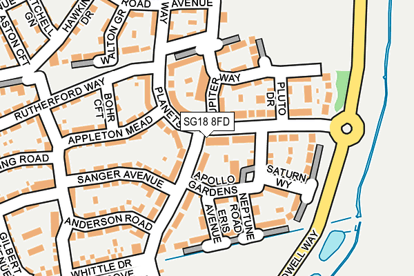 SG18 8FD map - OS OpenMap – Local (Ordnance Survey)