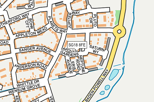 SG18 8FE map - OS OpenMap – Local (Ordnance Survey)