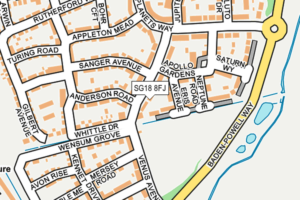 SG18 8FJ map - OS OpenMap – Local (Ordnance Survey)