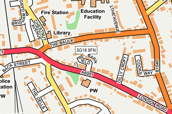 SG18 8FN map - OS OpenMap – Local (Ordnance Survey)