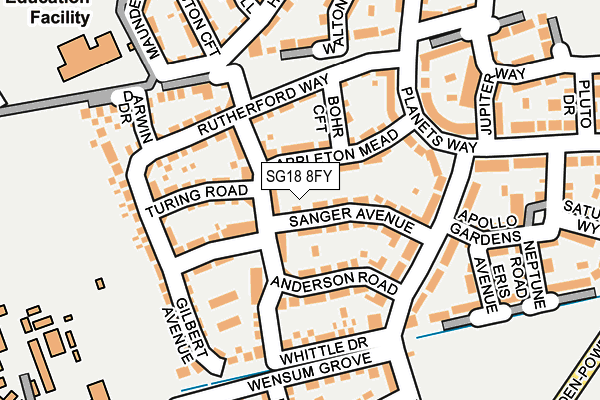 SG18 8FY map - OS OpenMap – Local (Ordnance Survey)