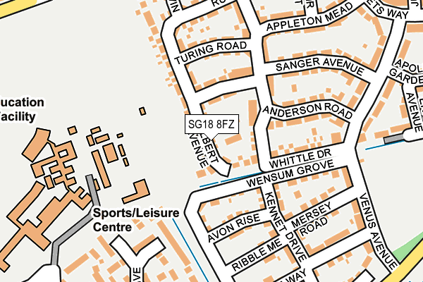 SG18 8FZ map - OS OpenMap – Local (Ordnance Survey)