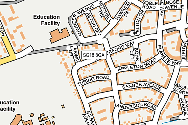 SG18 8GA map - OS OpenMap – Local (Ordnance Survey)