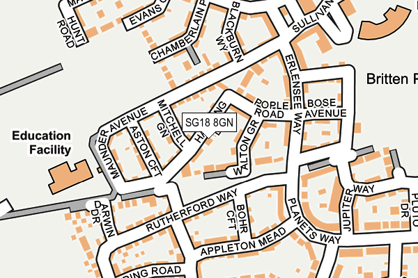 SG18 8GN map - OS OpenMap – Local (Ordnance Survey)