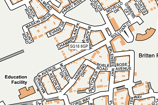 SG18 8GP map - OS OpenMap – Local (Ordnance Survey)