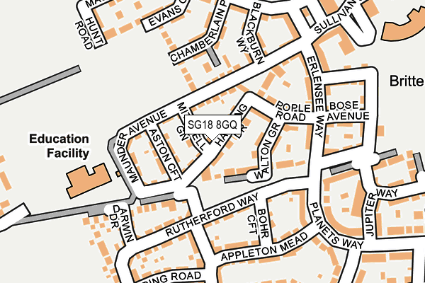 SG18 8GQ map - OS OpenMap – Local (Ordnance Survey)