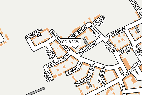 SG18 8GW map - OS OpenMap – Local (Ordnance Survey)