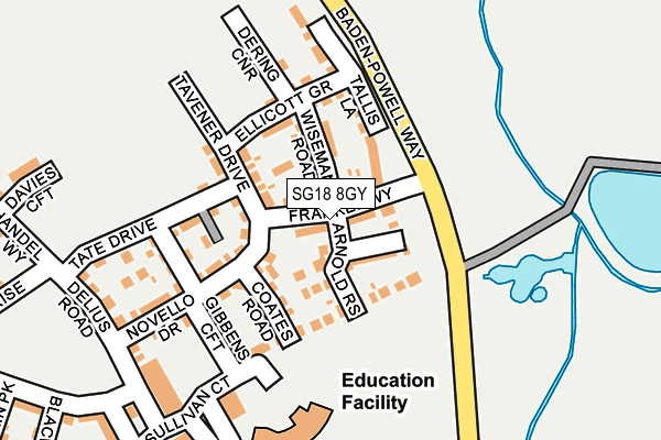 SG18 8GY map - OS OpenMap – Local (Ordnance Survey)