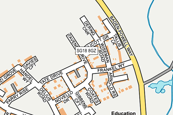 SG18 8GZ map - OS OpenMap – Local (Ordnance Survey)