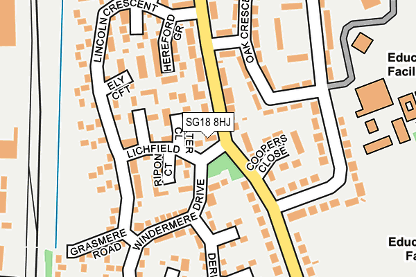SG18 8HJ map - OS OpenMap – Local (Ordnance Survey)