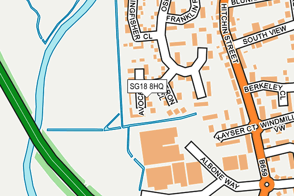 SG18 8HQ map - OS OpenMap – Local (Ordnance Survey)