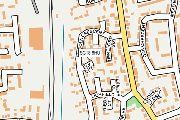 SG18 8HU map - OS OpenMap – Local (Ordnance Survey)
