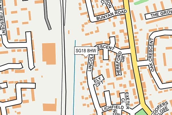 SG18 8HW map - OS OpenMap – Local (Ordnance Survey)