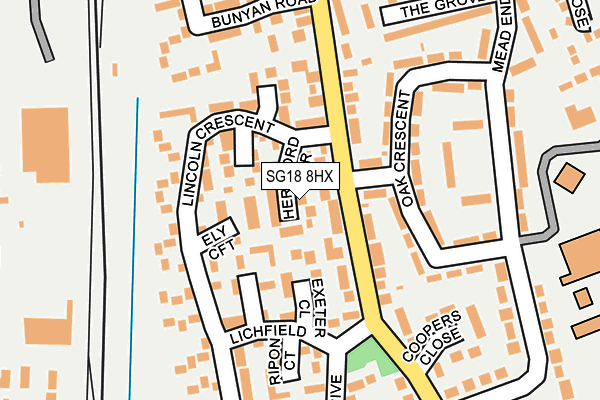 SG18 8HX map - OS OpenMap – Local (Ordnance Survey)