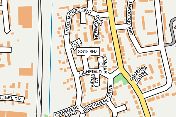 SG18 8HZ map - OS OpenMap – Local (Ordnance Survey)