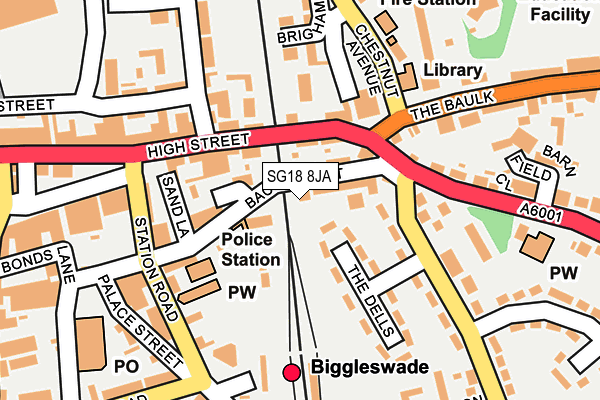 SG18 8JA map - OS OpenMap – Local (Ordnance Survey)