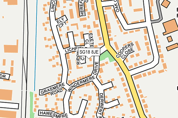 SG18 8JE map - OS OpenMap – Local (Ordnance Survey)