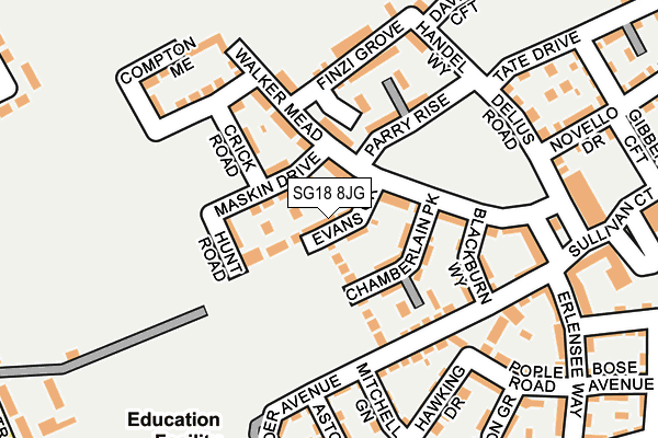 SG18 8JG map - OS OpenMap – Local (Ordnance Survey)