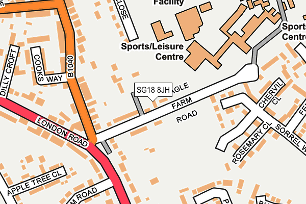 SG18 8JH map - OS OpenMap – Local (Ordnance Survey)