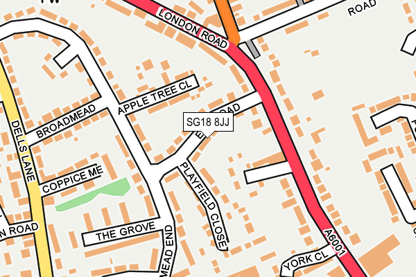 SG18 8JJ map - OS OpenMap – Local (Ordnance Survey)