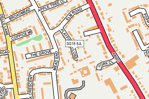 SG18 8JL map - OS OpenMap – Local (Ordnance Survey)
