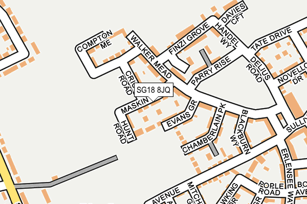 SG18 8JQ map - OS OpenMap – Local (Ordnance Survey)