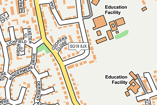 SG18 8JX map - OS OpenMap – Local (Ordnance Survey)