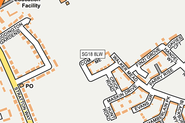 SG18 8LW map - OS OpenMap – Local (Ordnance Survey)