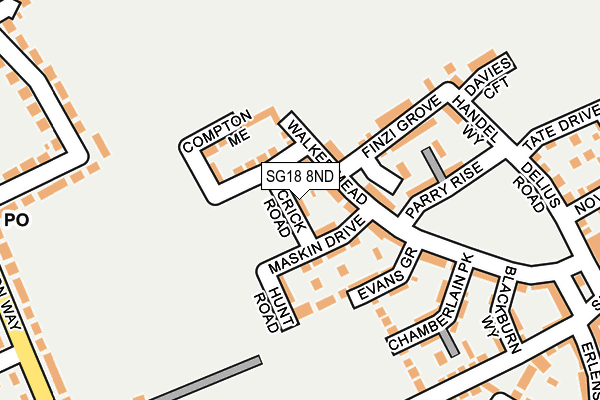 SG18 8ND map - OS OpenMap – Local (Ordnance Survey)