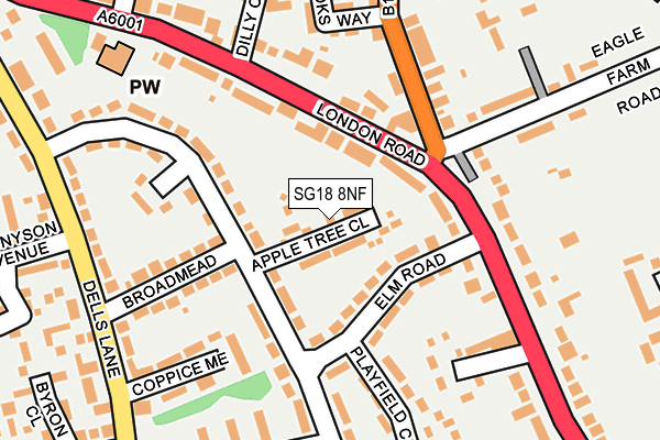 SG18 8NF map - OS OpenMap – Local (Ordnance Survey)