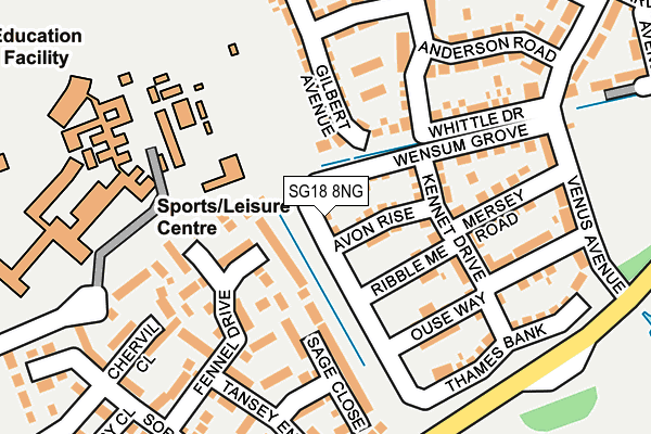 SG18 8NG map - OS OpenMap – Local (Ordnance Survey)