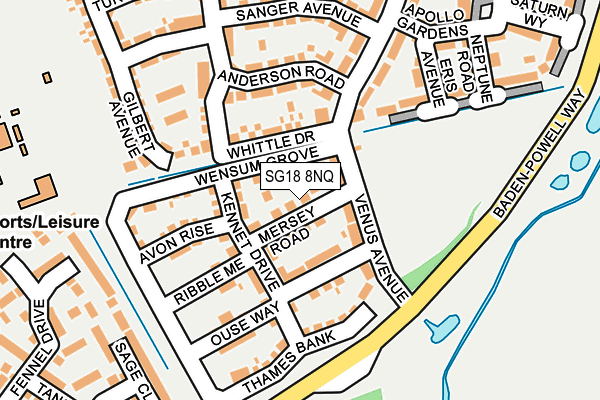 SG18 8NQ map - OS OpenMap – Local (Ordnance Survey)