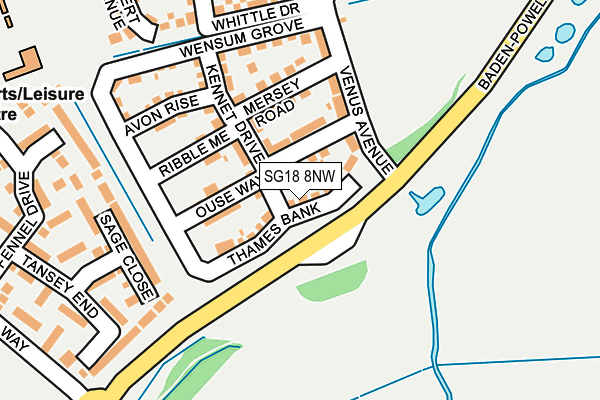 SG18 8NW map - OS OpenMap – Local (Ordnance Survey)