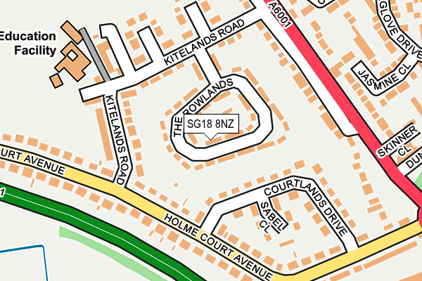 SG18 8NZ map - OS OpenMap – Local (Ordnance Survey)