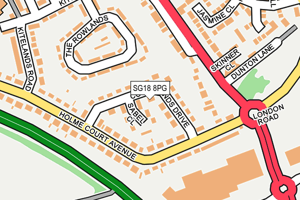 SG18 8PG map - OS OpenMap – Local (Ordnance Survey)