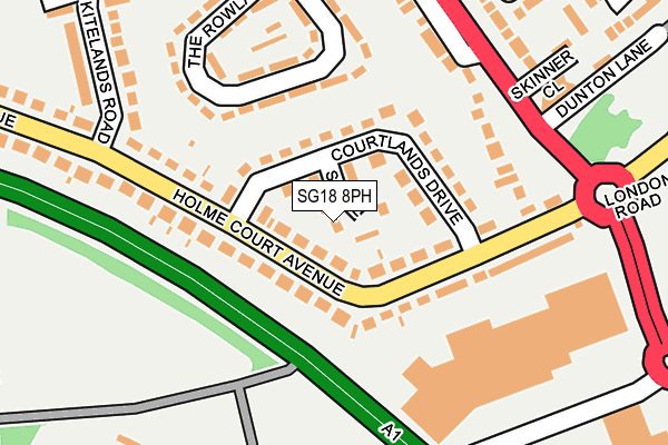 SG18 8PH map - OS OpenMap – Local (Ordnance Survey)