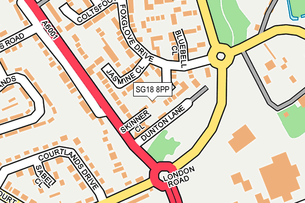 SG18 8PP map - OS OpenMap – Local (Ordnance Survey)