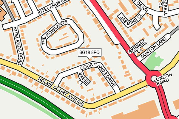 SG18 8PQ map - OS OpenMap – Local (Ordnance Survey)