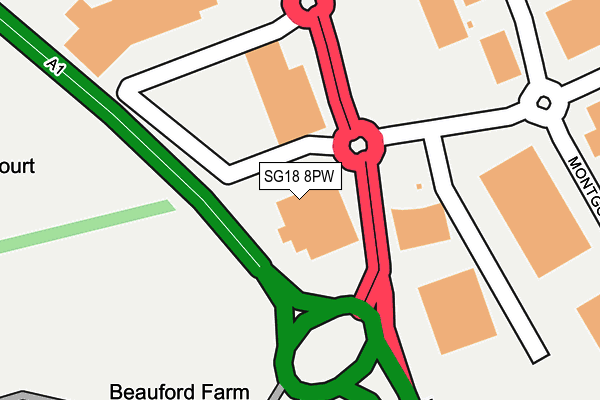 SG18 8PW map - OS OpenMap – Local (Ordnance Survey)