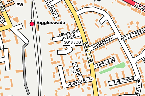 SG18 8QG map - OS OpenMap – Local (Ordnance Survey)