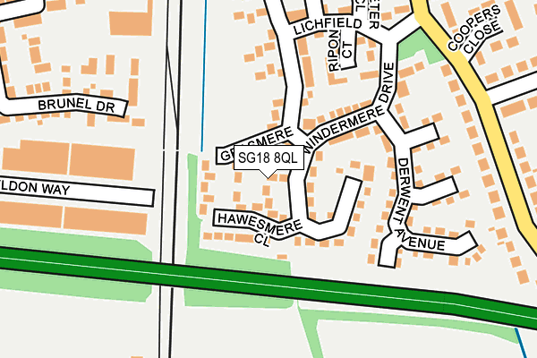 SG18 8QL map - OS OpenMap – Local (Ordnance Survey)
