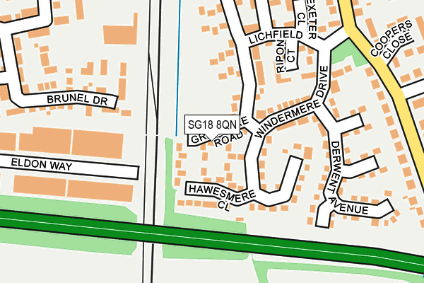 SG18 8QN map - OS OpenMap – Local (Ordnance Survey)