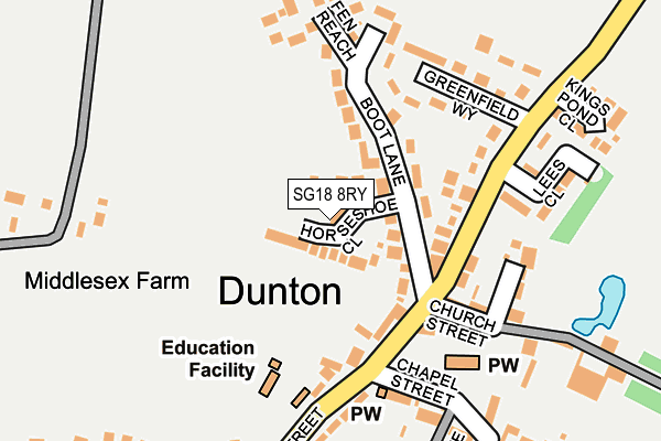 SG18 8RY map - OS OpenMap – Local (Ordnance Survey)