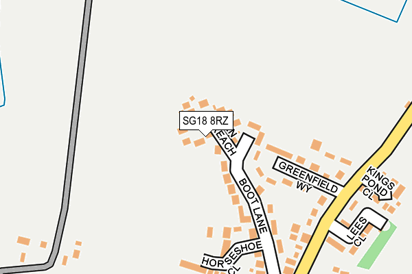 SG18 8RZ map - OS OpenMap – Local (Ordnance Survey)